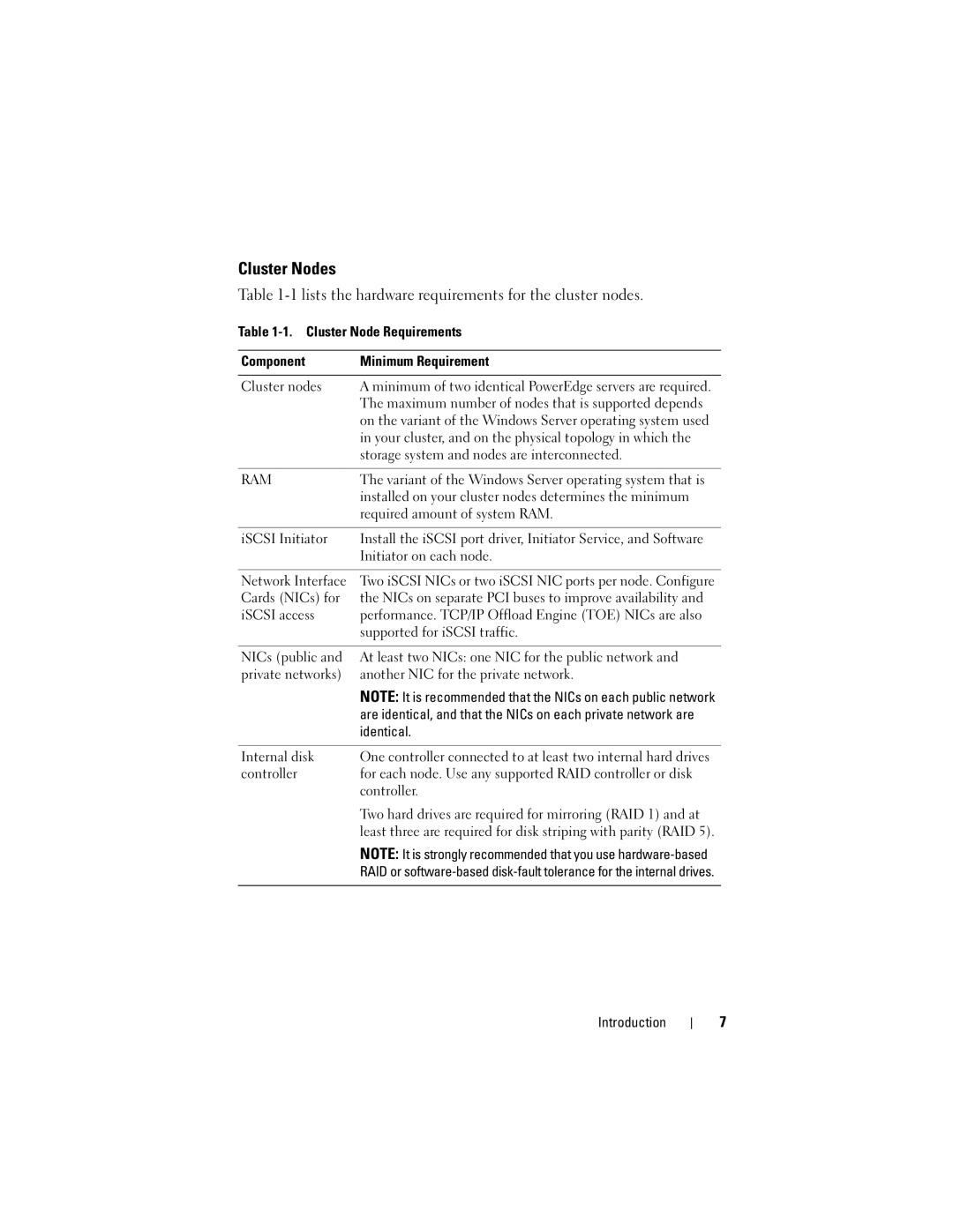 Dell EMC AX4-5I manual Cluster Nodes, Cluster Node Requirements Component Minimum Requirement, Identical 