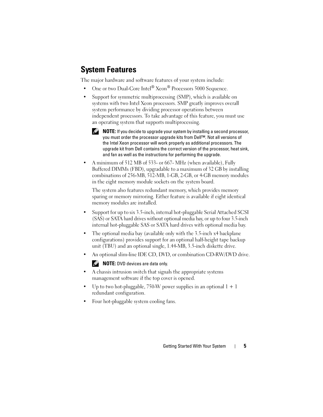 Dell YX154, EMS01 manual System Features 