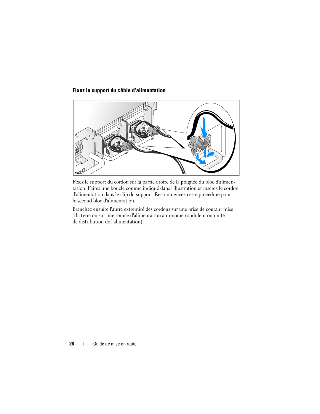 Dell EMS01, YX154 manual Fixez le support du câble dalimentation, Guide de mise en route 