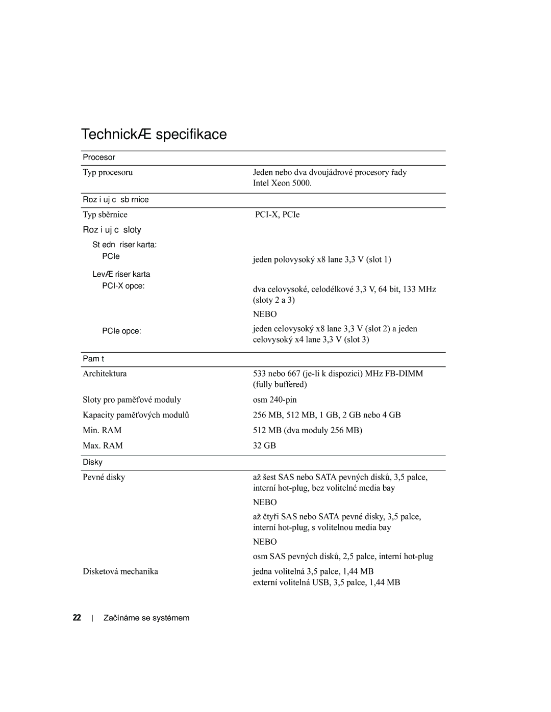 Dell EMS01 manual Technická specifikace, Nebo 