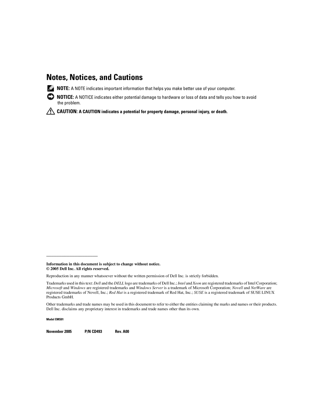 Dell EMS01 manual November CD493 