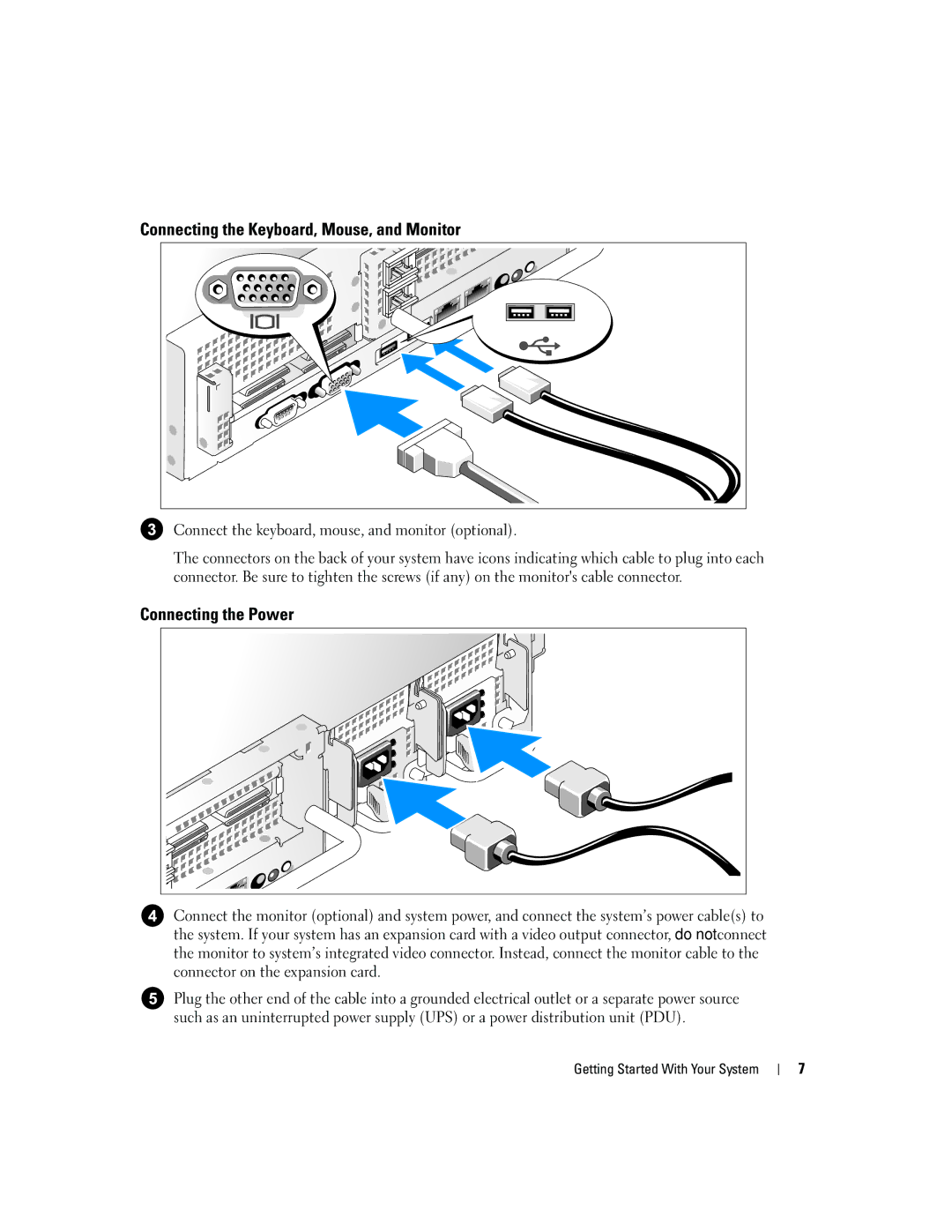 Dell EMS01 manual Connecting the Keyboard, Mouse, and Monitor, Connecting the Power 