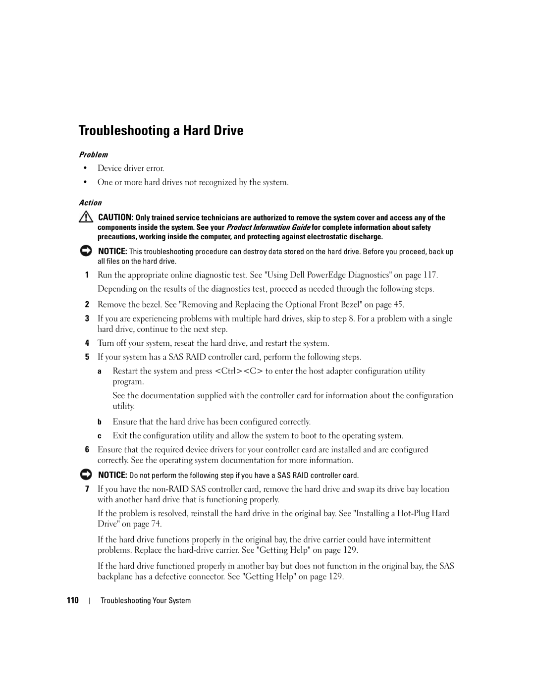 Dell EMU01 owner manual Troubleshooting a Hard Drive 