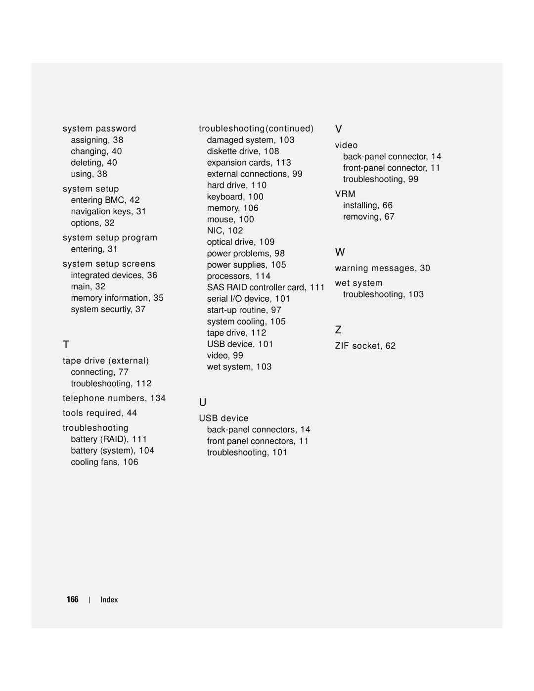 Dell EMU01 owner manual Index 