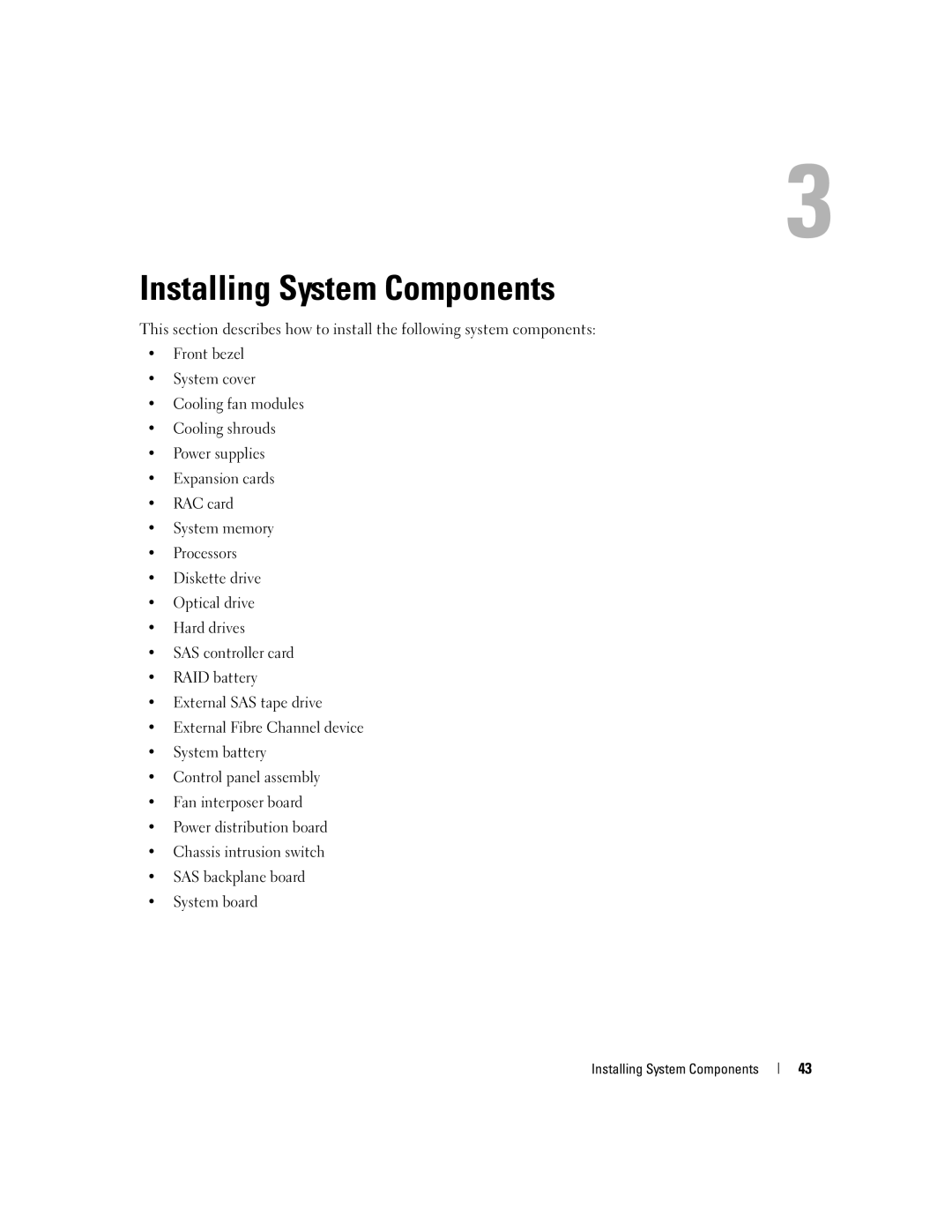 Dell EMU01 owner manual Installing System Components 