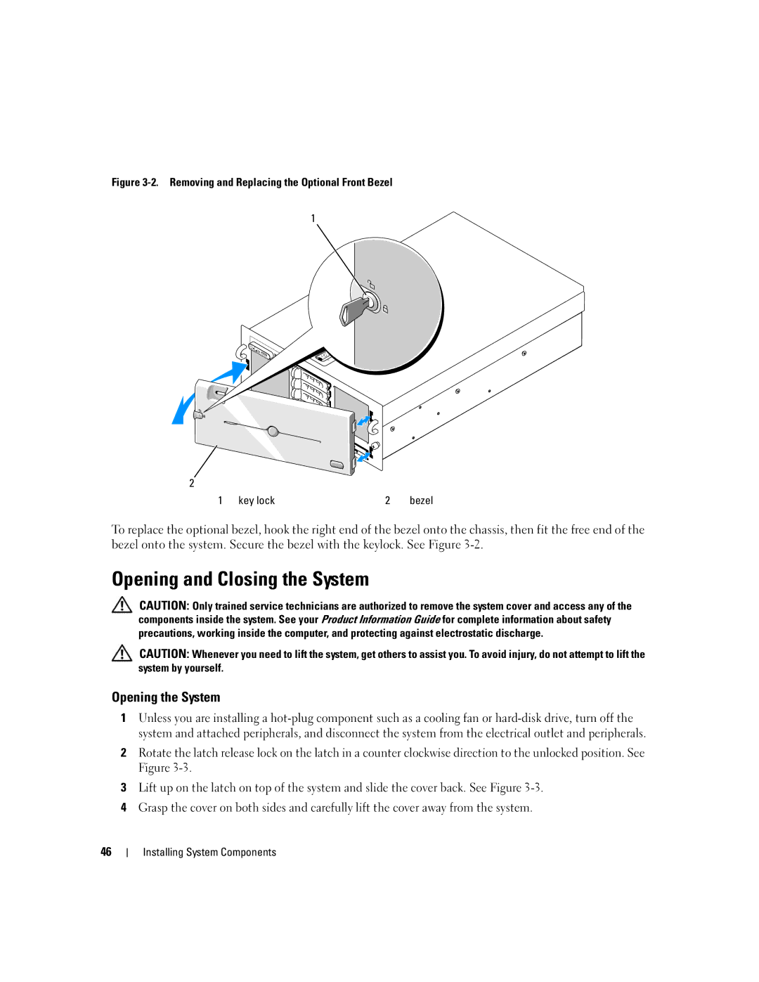 Dell EMU01 owner manual Opening and Closing the System, Opening the System 