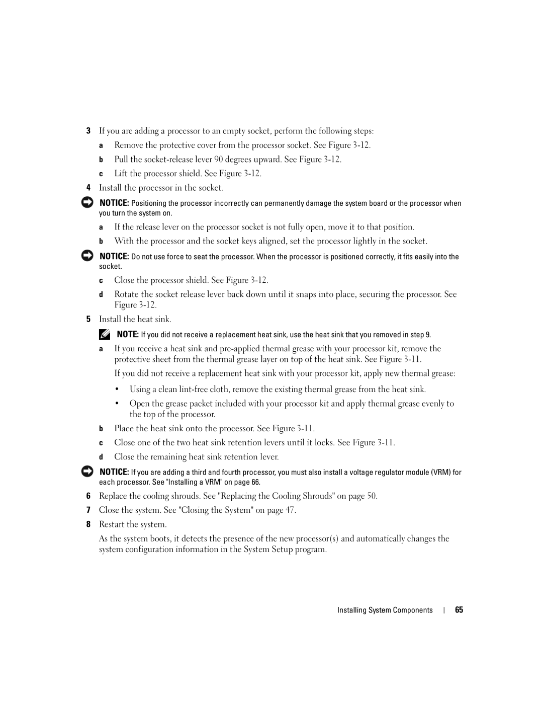 Dell EMU01 owner manual Installing System Components 