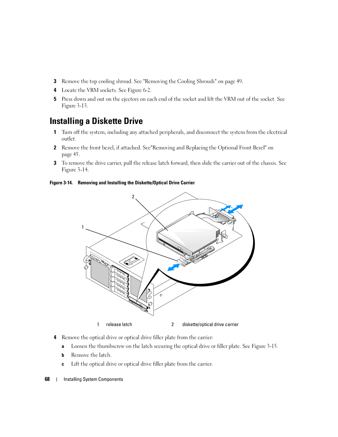 Dell EMU01 owner manual Installing a Diskette Drive 