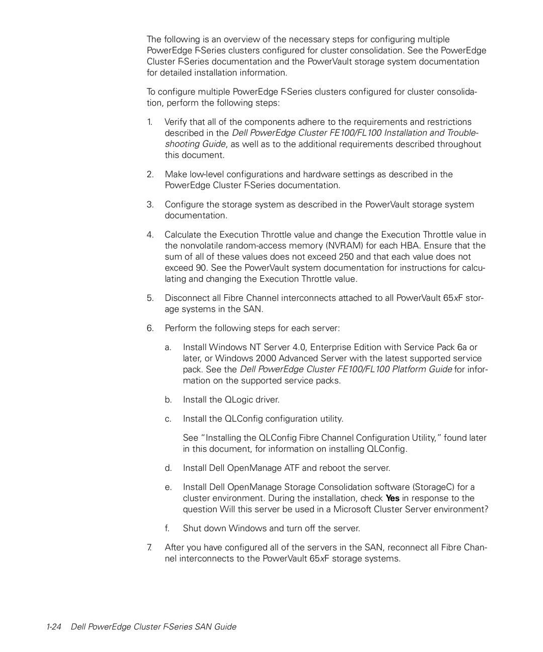 Dell manual Dell PowerEdge Cluster F-Series SAN Guide 