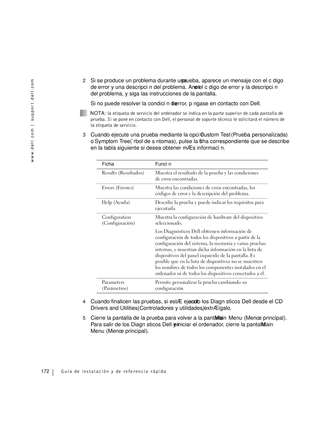 Dell F0276 manual Ficha Función Results Resultados, De error encontradas, Ejecutarla 