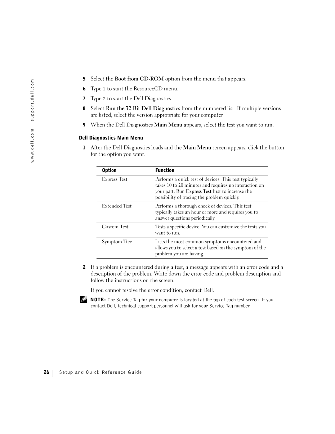 Dell F0276 manual Dell Diagnostics Main Menu 