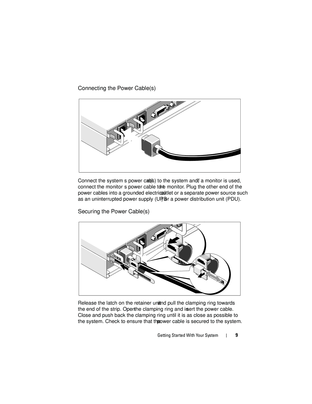 Dell F0VN9 manual Connecting the Power Cables, Securing the Power Cables 