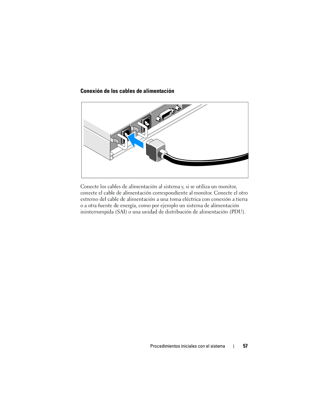 Dell F0VN9 manual Conexión de los cables de alimentación 