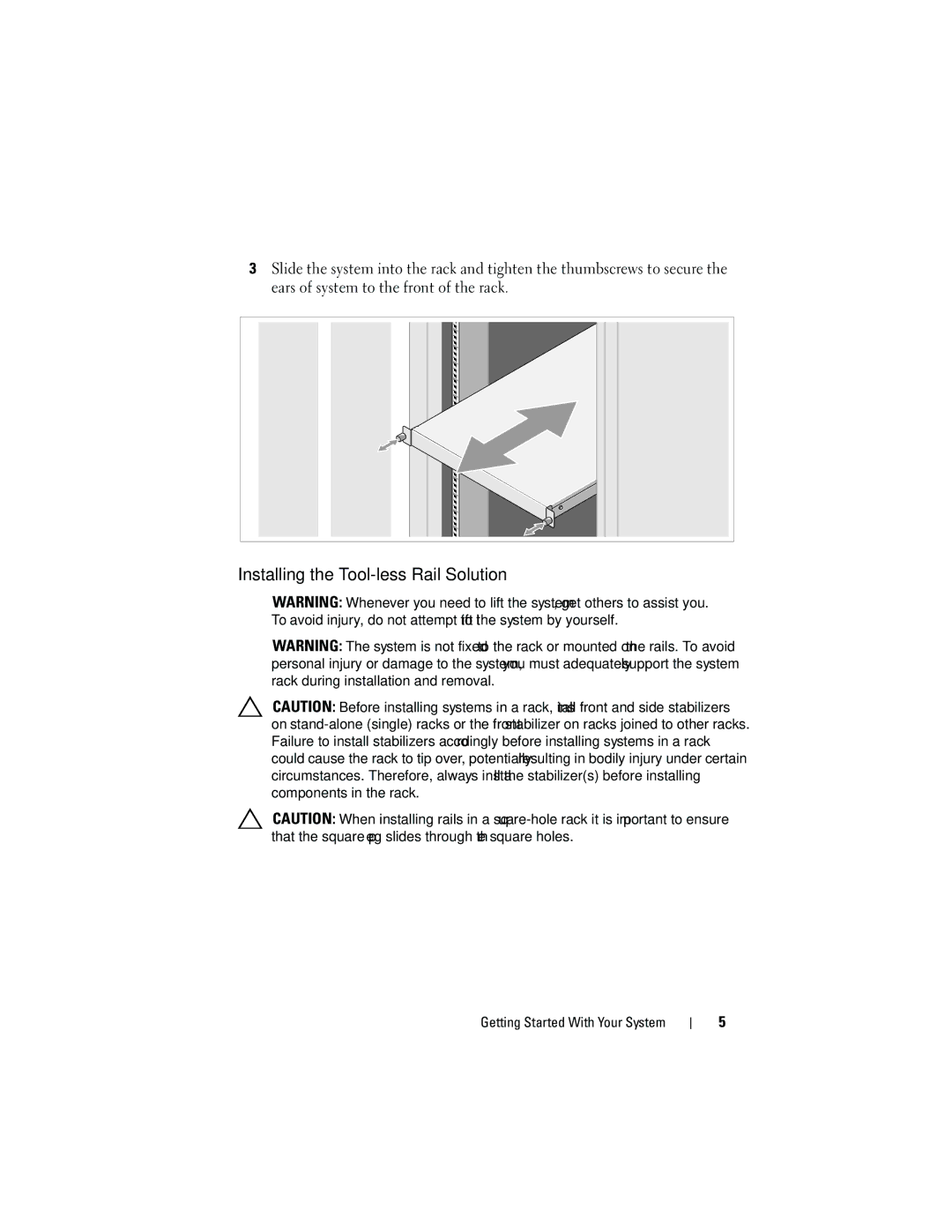 Dell F0VN9 manual Installing the Tool-less Rail Solution 