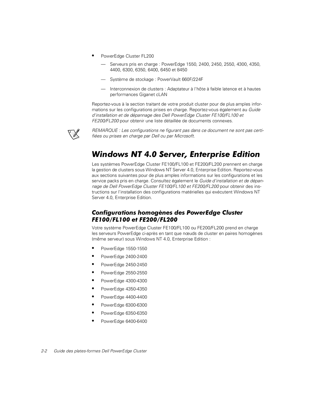 Dell FE200, FE100, FL100, FL200 manual Windows NT 4.0 Server, Enterprise Edition 