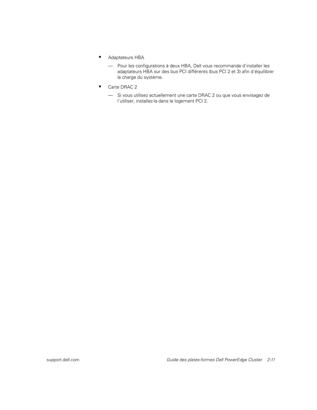 Dell FL200, FE100, FL100, FE200 manual Guide des plates-formes Dell PowerEdge Cluster 