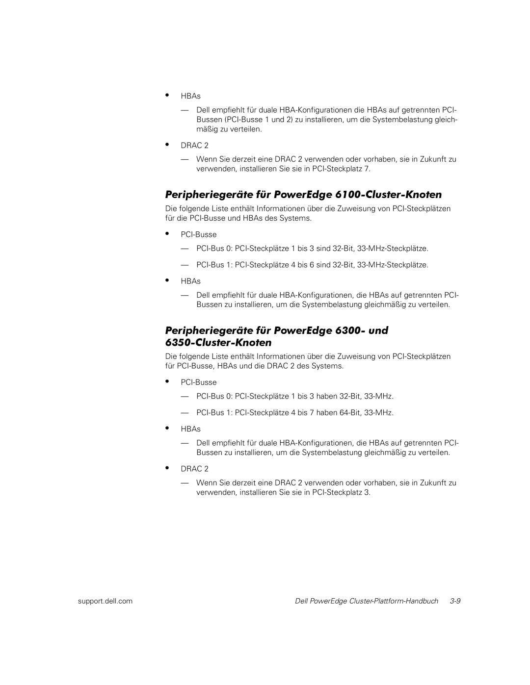 Dell FL200, FE100, FL100, FE200 manual Peripheriegeräte für PowerEdge 6100-Cluster-Knoten 