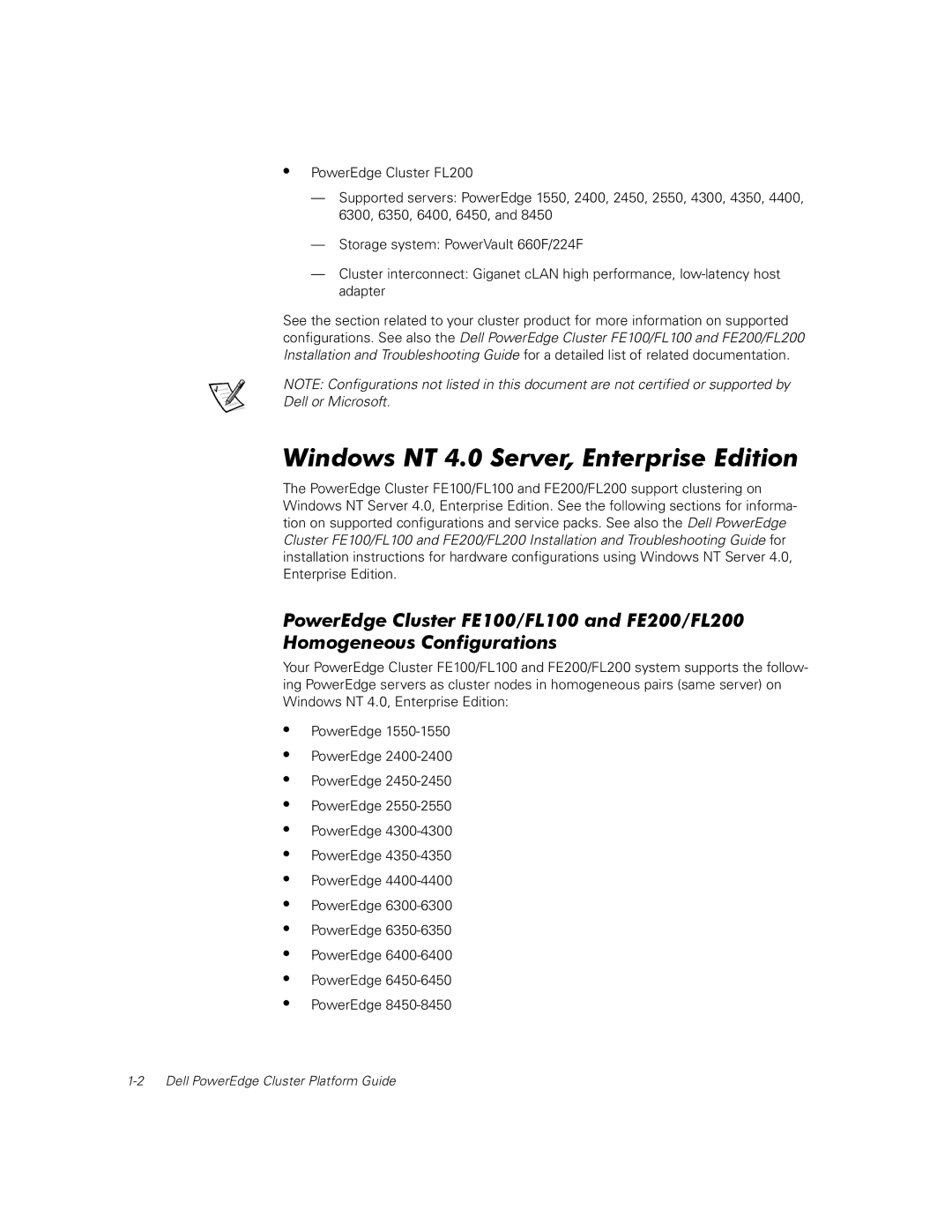 Dell FE200, FE100, FL100, FL200 manual Windows NT 4.0 Server, Enterprise Edition 