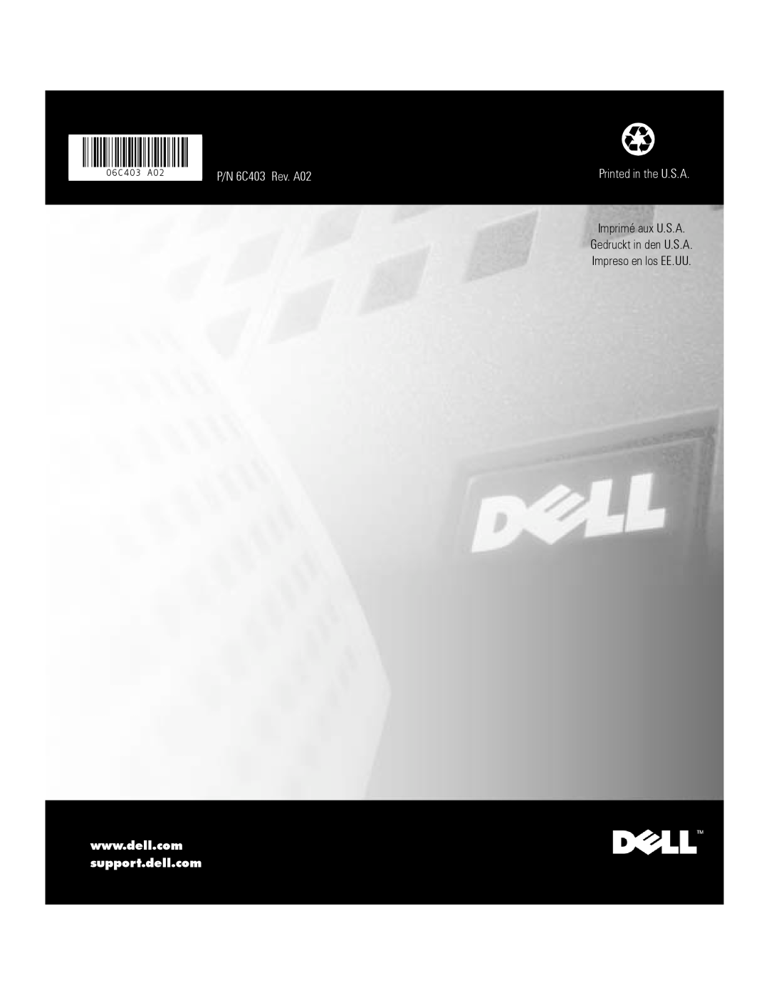 Dell FE200, FE100 P/N 6C403 Rev. A02, Imprimé aux U.S.A Gedruckt in den U.S.A, Impreso en los EE.UU, Printed in the U.S.A 