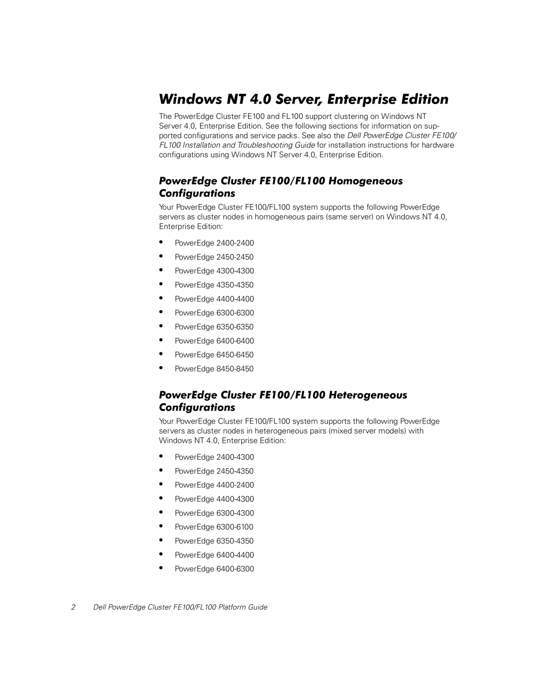 Dell manual Dell PowerEdge Cluster FE100/FL100 Platform Guide 