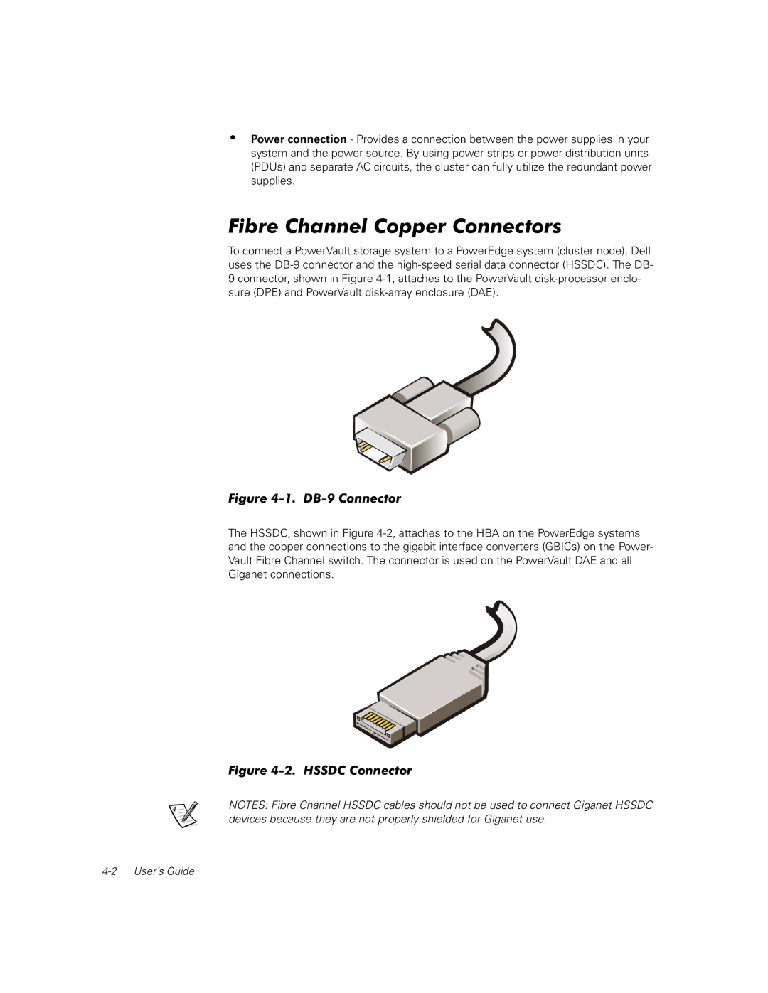 Dell FE100, FL100 manual Fibre Channel Copper Connectors, DB-9 Connector 