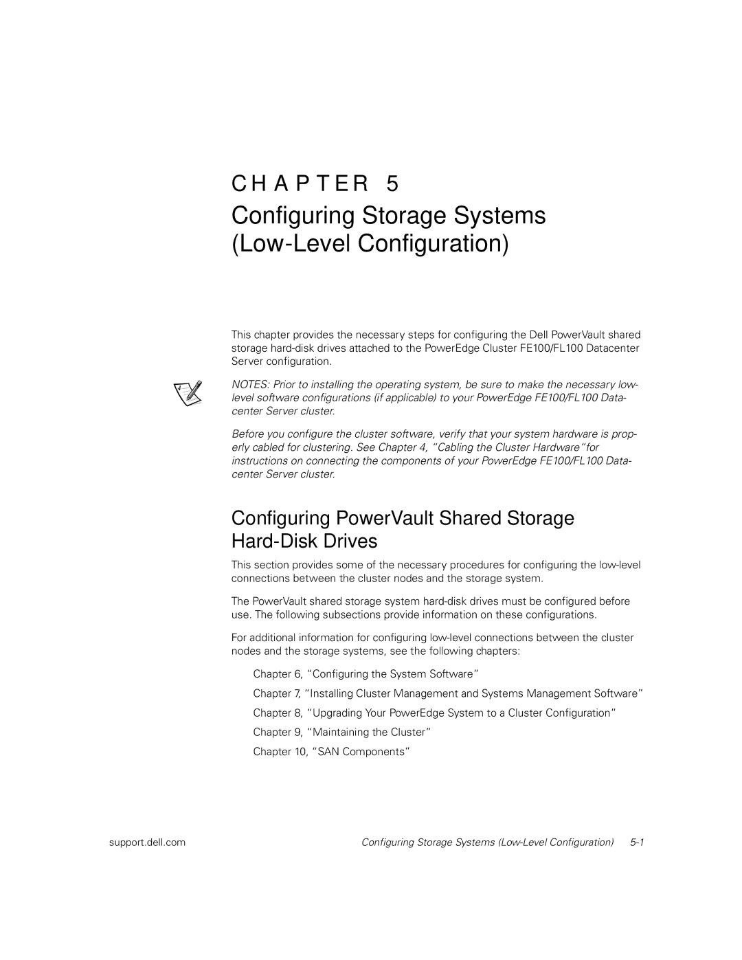 Dell FL100 Configuring Storage Systems Low-Level Configuration, Configuring PowerVault Shared Storage Hard-Disk Drives 