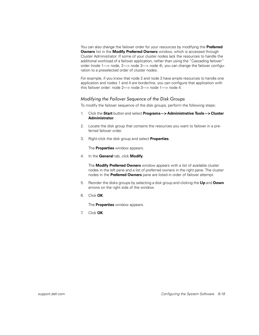 Dell FL100, FE100 manual Modifying the Failover Sequence of the Disk Groups 