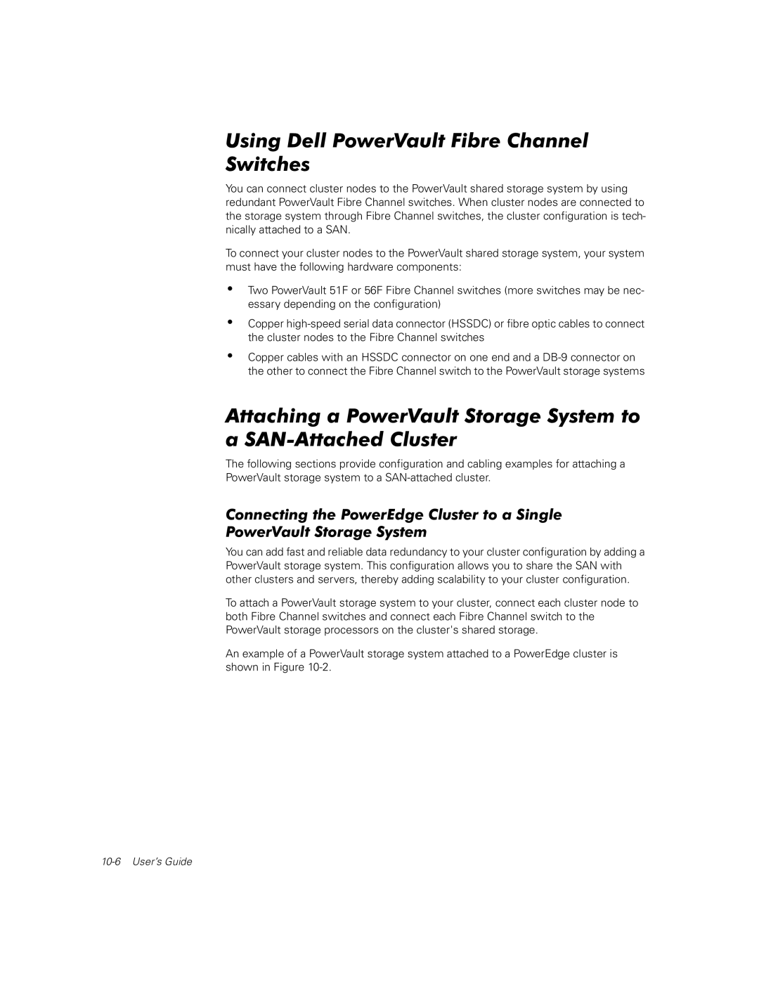 Dell FE100, FL100 manual Using Dell PowerVault Fibre Channel Switches 