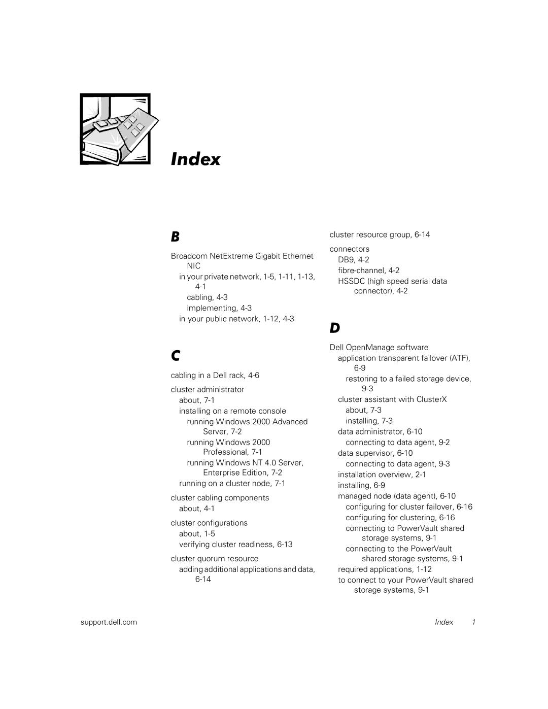 Dell FL100, FE100 manual Index 