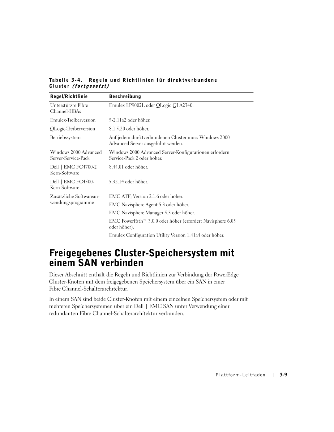 Dell FE300 manual Freigegebenes Cluster-Speichersystem mit einem SAN verbinden 