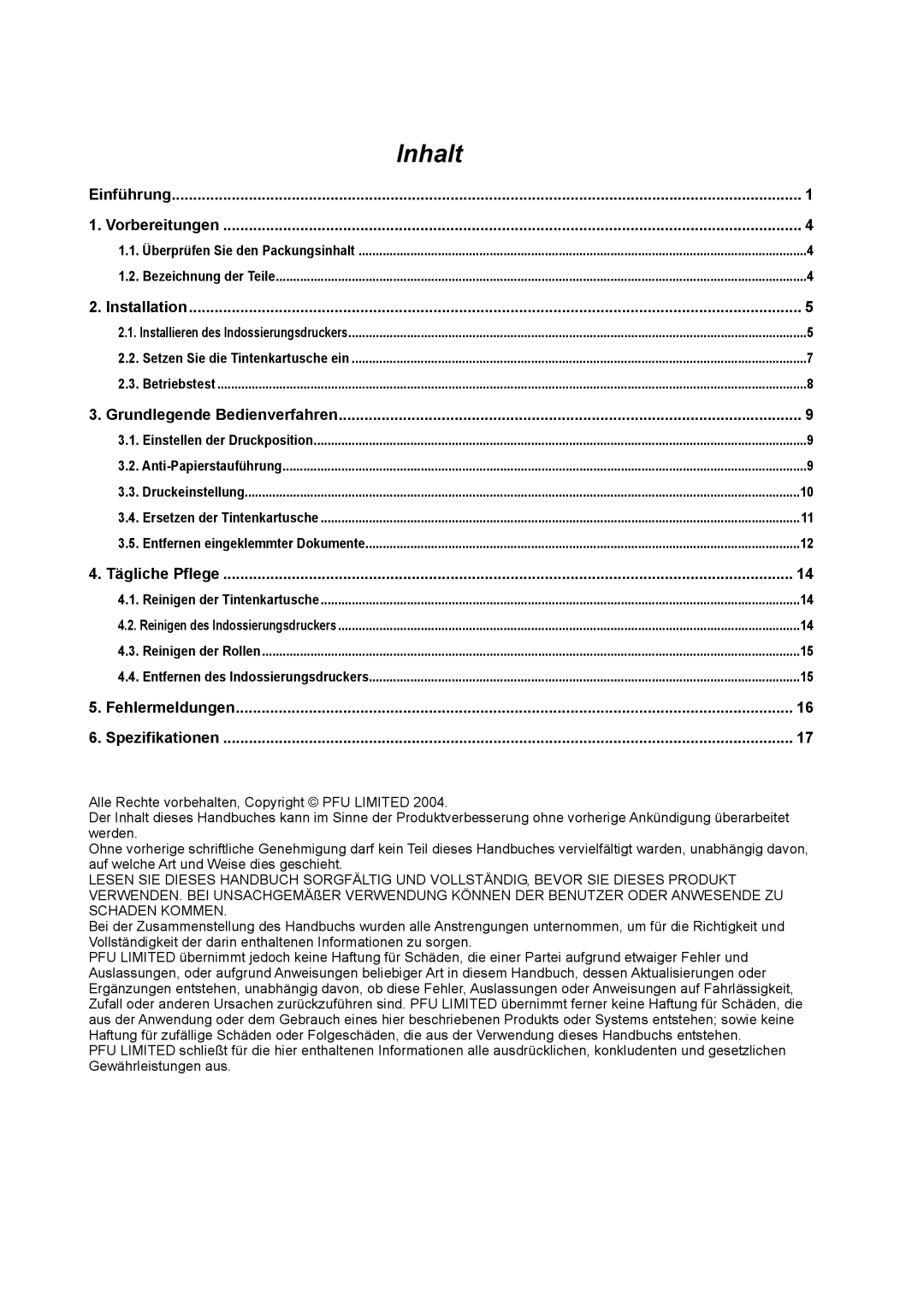 Dell fi-565PR manual Inhalt 