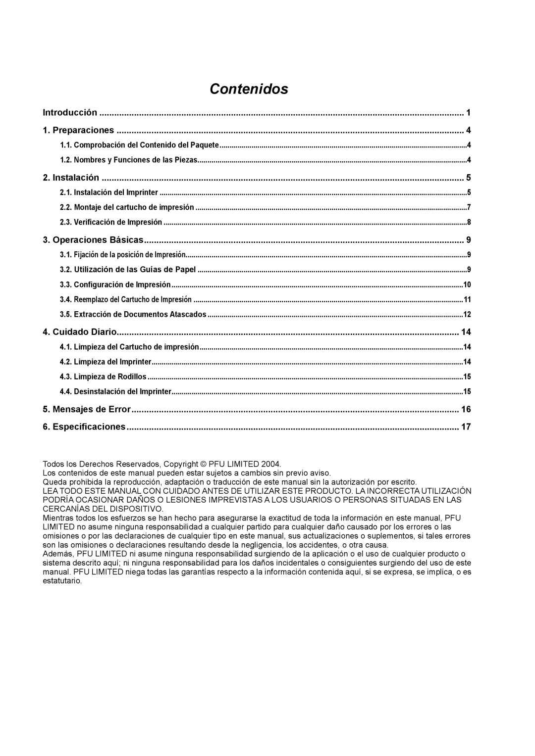 Dell fi-565PR manual Contenidos 