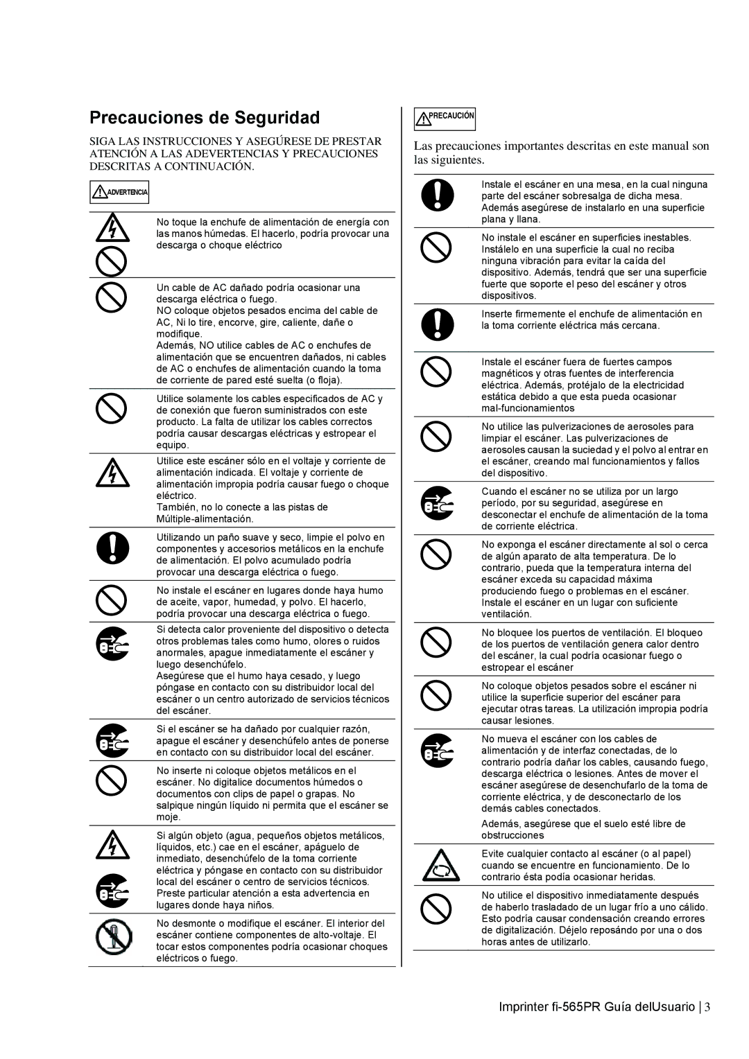 Dell fi-565PR manual Precauciones de Seguridad 