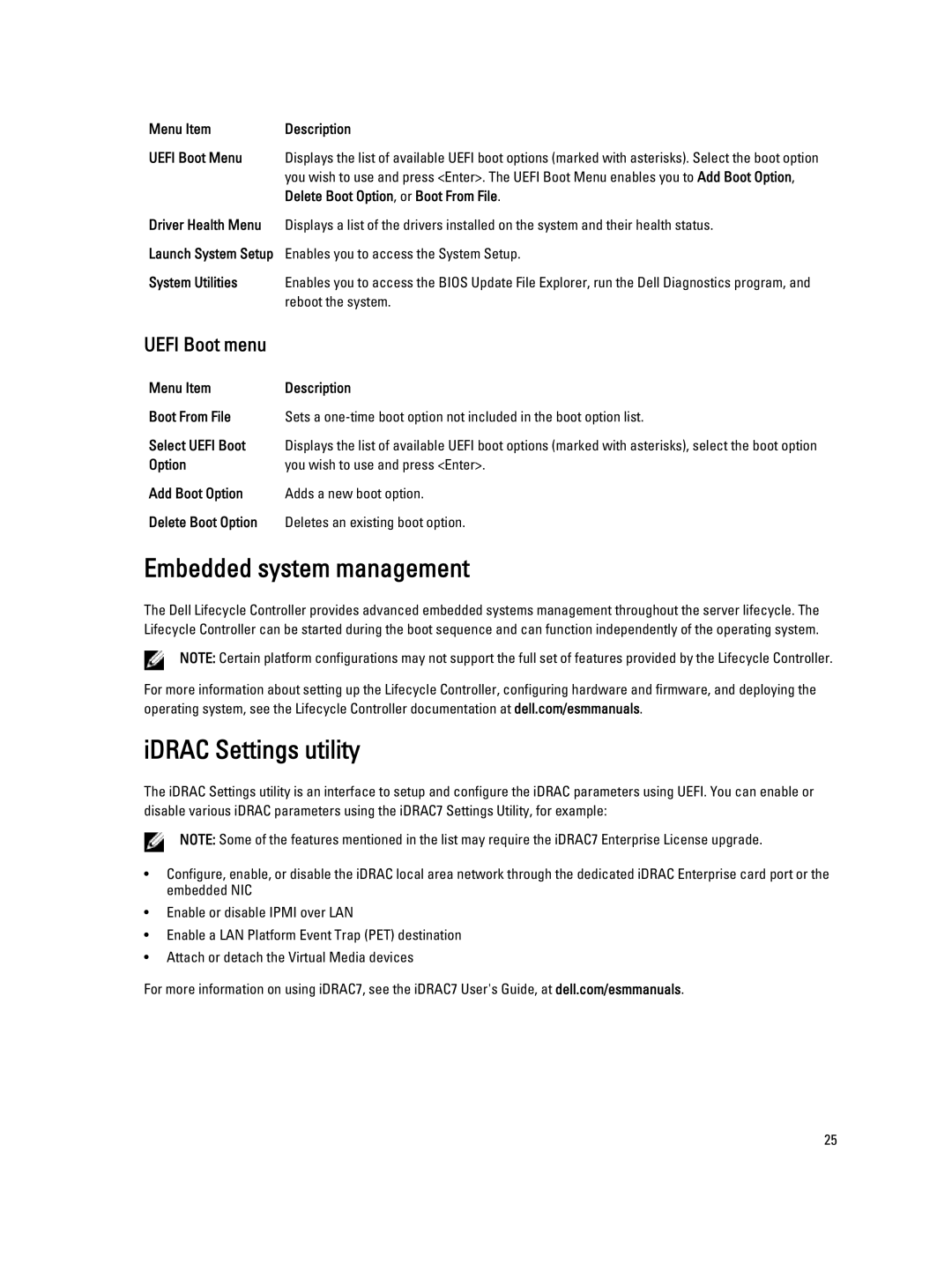 Dell FM120x4 owner manual Embedded system management, IDRAC Settings utility 