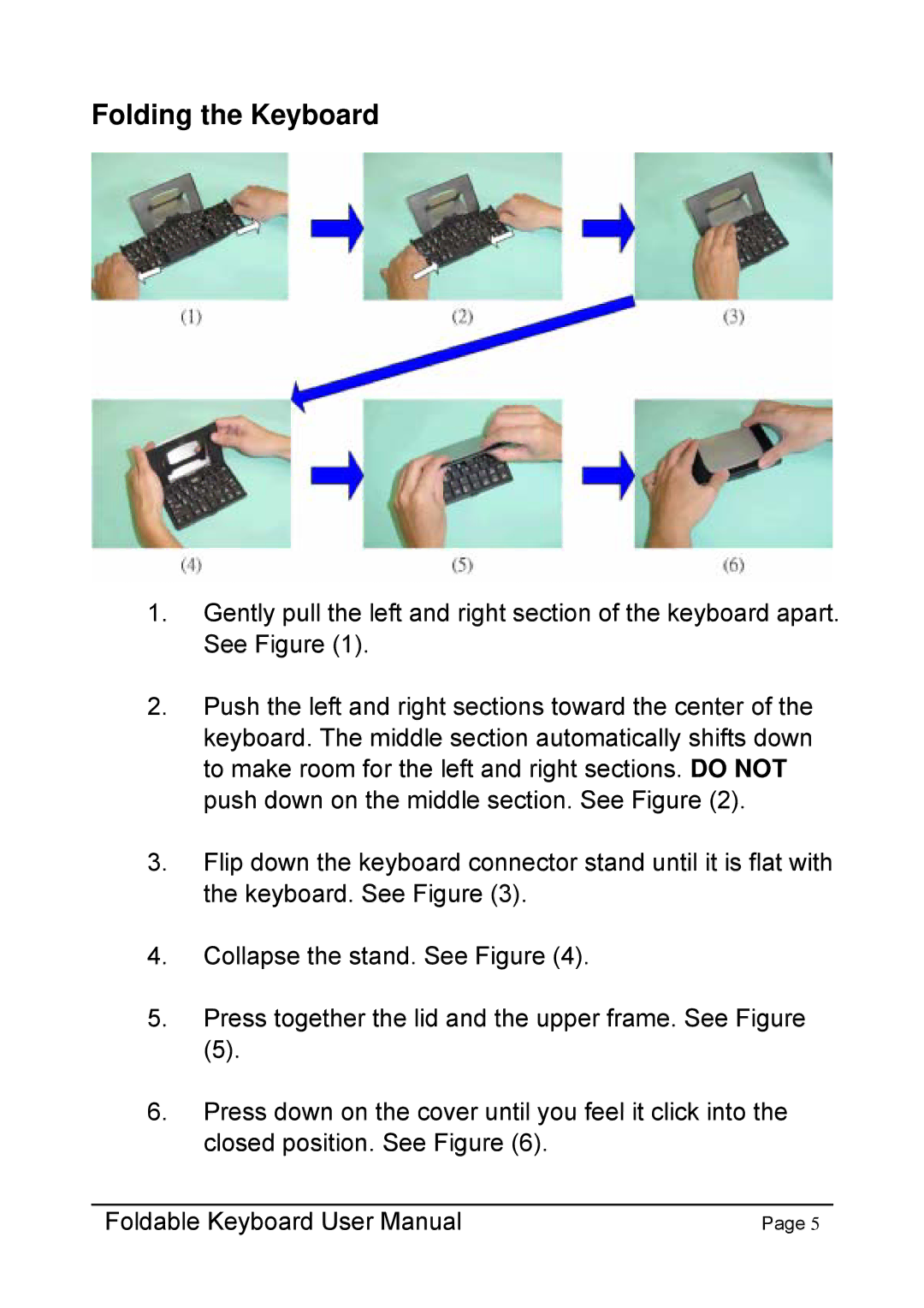 Dell Foldable Keyboard for Pocket PC user manual Folding the Keyboard 