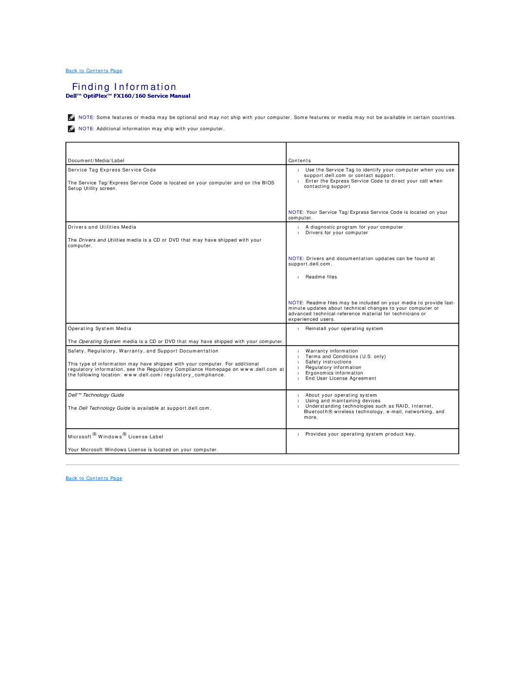 Dell FX160 manual Finding Information 