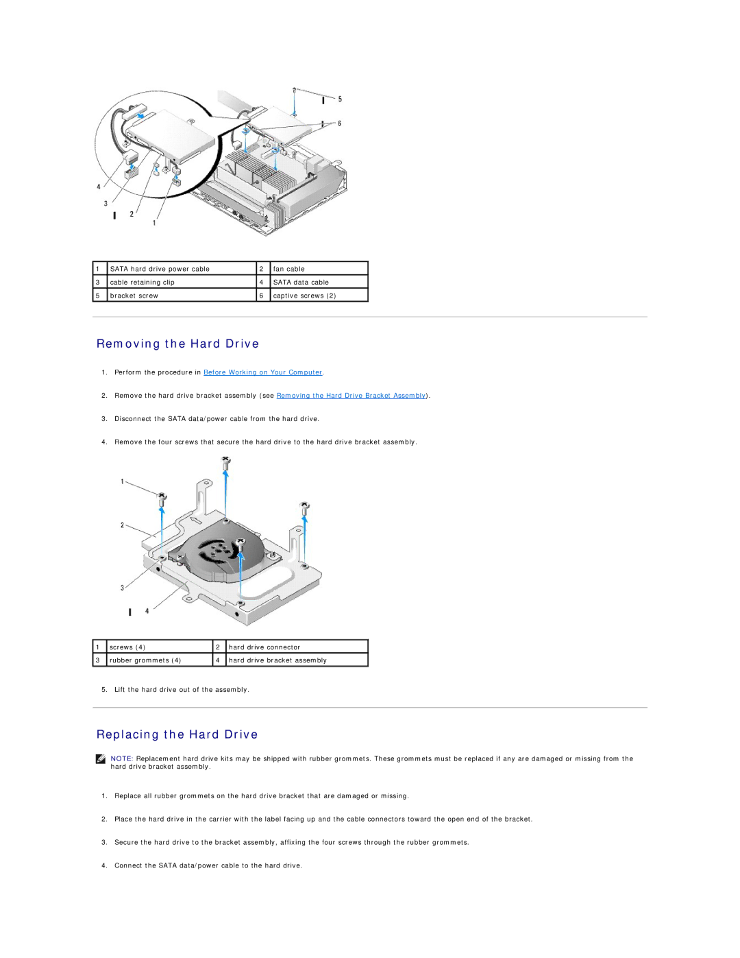 Dell FX160 manual Removing the Hard Drive, Replacing the Hard Drive 