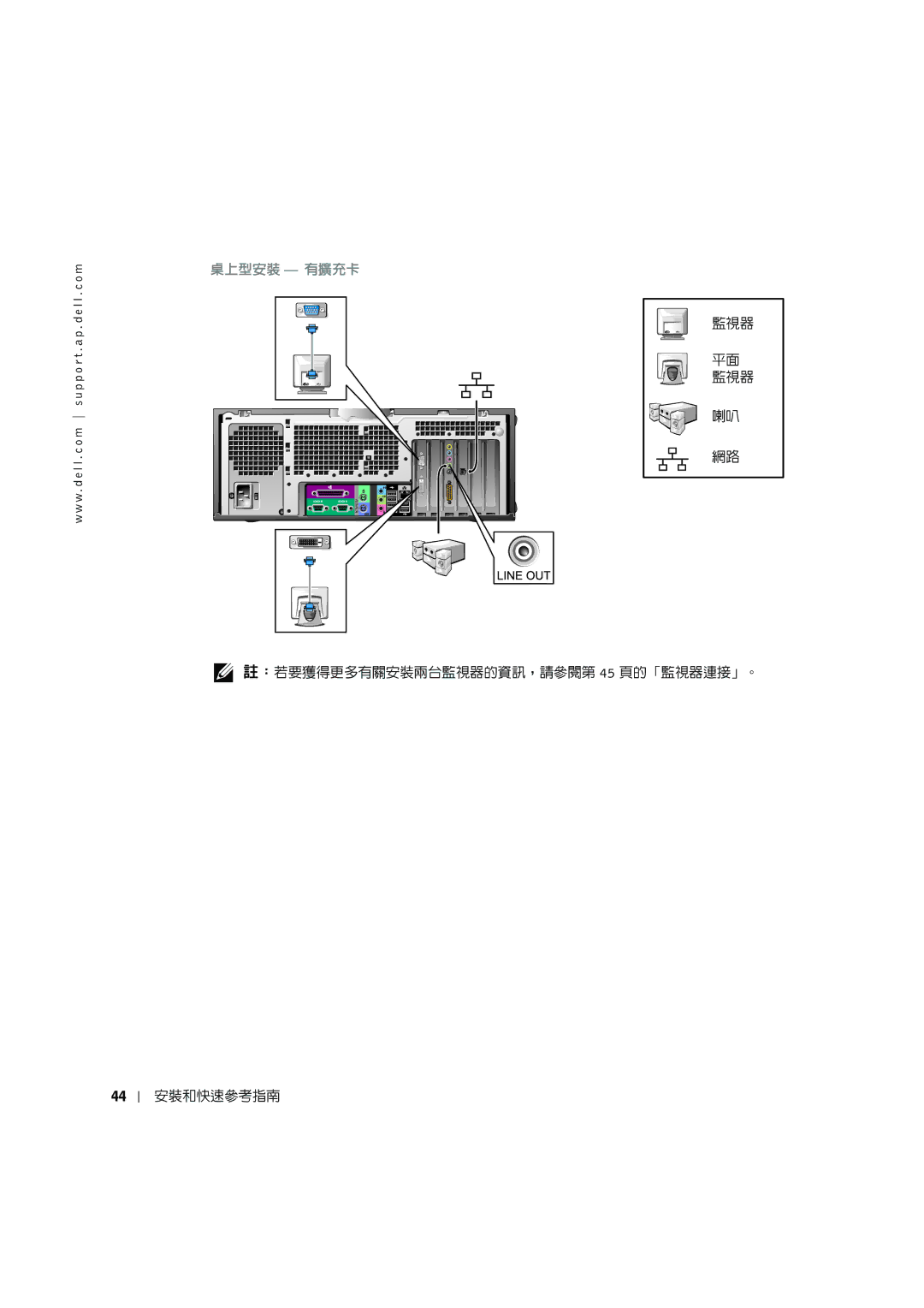 Dell G0427 manual 桌上型安裝 有擴充卡 