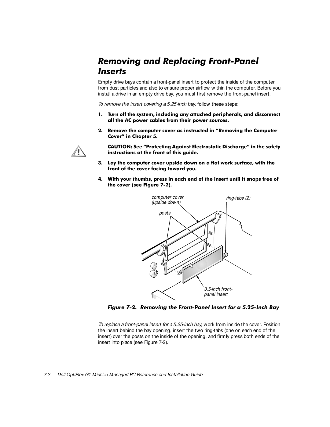 Dell G1 manual 5HPRYLQJDQG5HSODFLQJURQW3DQHO ,QVHUWV 