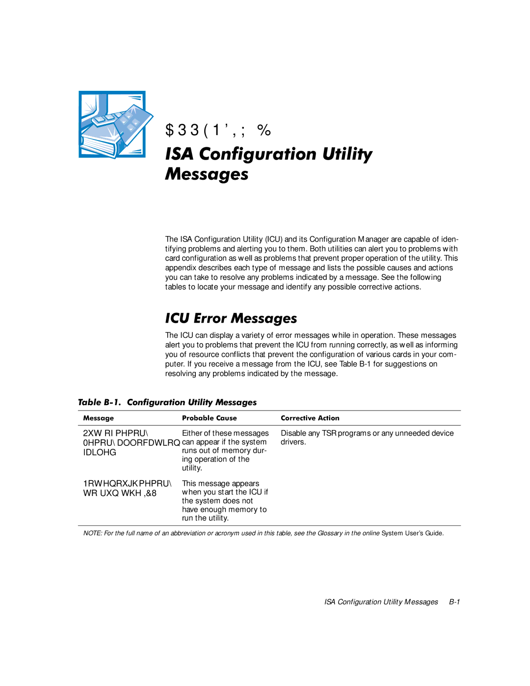 Dell G1 manual 8UURU0HVVDJHV, 7DEOH%&RQILJXUDWLRQ8WLOLW\0HVVDJHV, Idlohg 