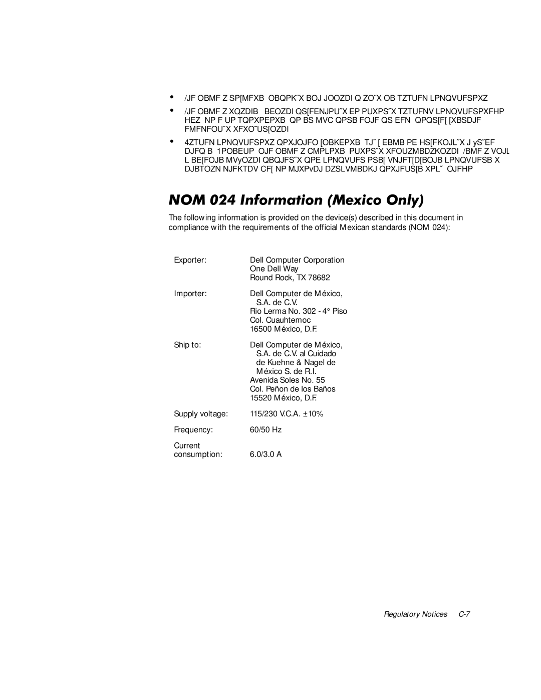 Dell G1 Fmfnfouíxxfxoäusozdi, Round Rock, TX, Importer Dell Computer de México De C.V, Col. Cuauhtemoc, 16500 México, D.F 