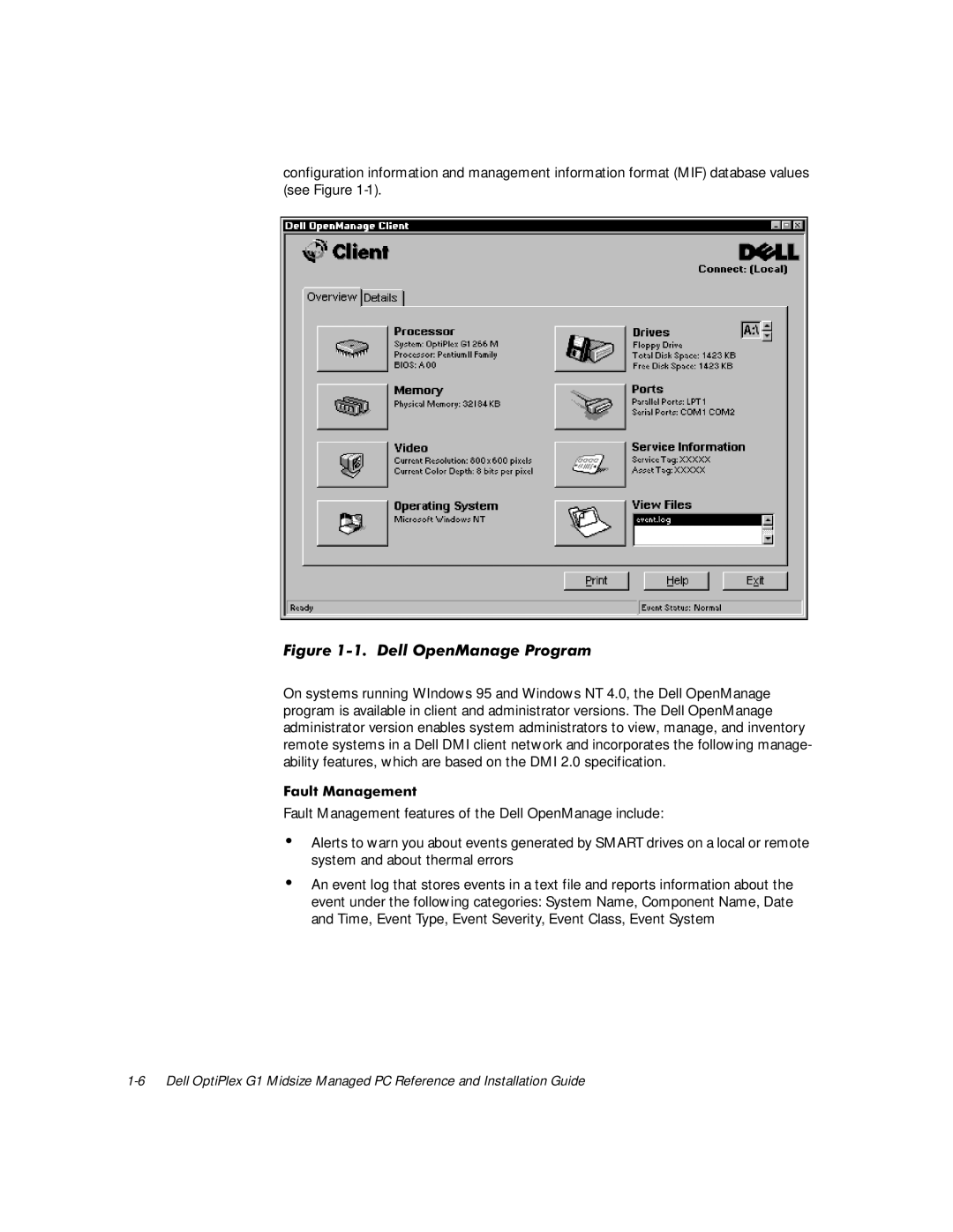 Dell G1 manual LJXUHHOO2SHQ0DQDJH3URJUDP, DXOW0DQDJHPHQW 