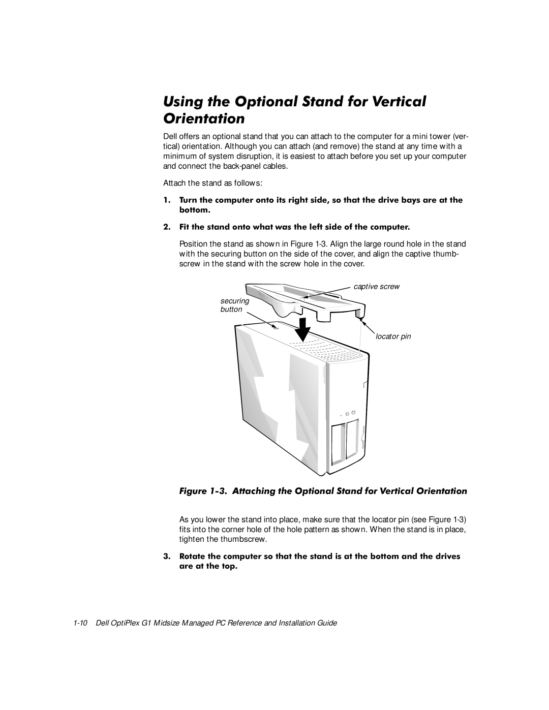 Dell G1 manual 2ULHQWDWLRQ, Erwwrp Lwwkhvwdqgrqwrzkdwzdvwkhohiwvlghriwkhfrpsxwhu 