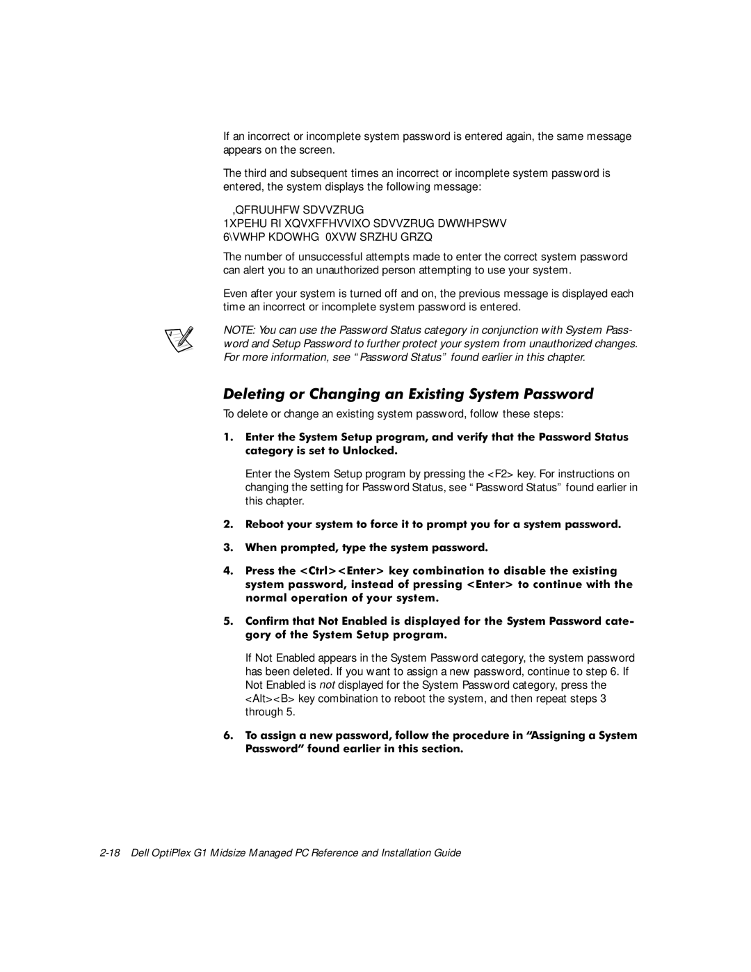 Dell G1 manual HOHWLQJRU&KDQJLQJDQLVWLQJ6\VWHP3DVVZRUG, Khqsurpswhgw\Shwkhv\Vwhpsdvvzrug 