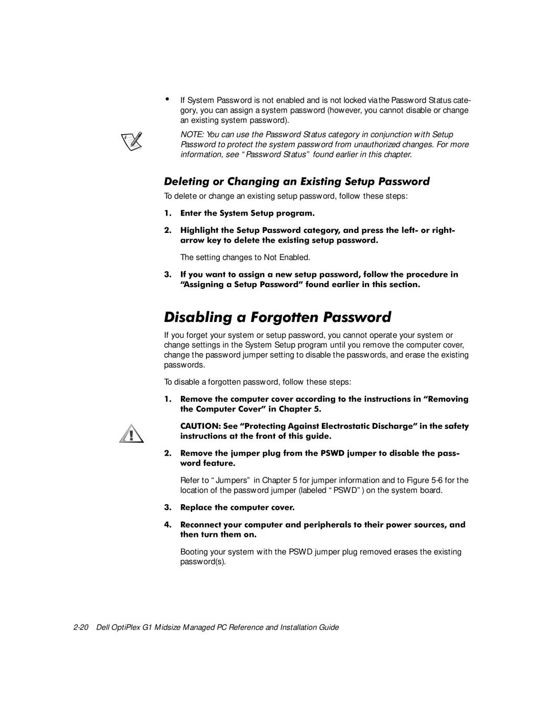 Dell G1 manual LVDEOLQJDRUJRWWHQ3DVVZRUG, HOHWLQJRU&KDQJLQJDQLVWLQJ6HWXS3DVVZRUG, QWHUWKH6\VWHP6HWXSSURJUDP, Zrugihdwxuh 