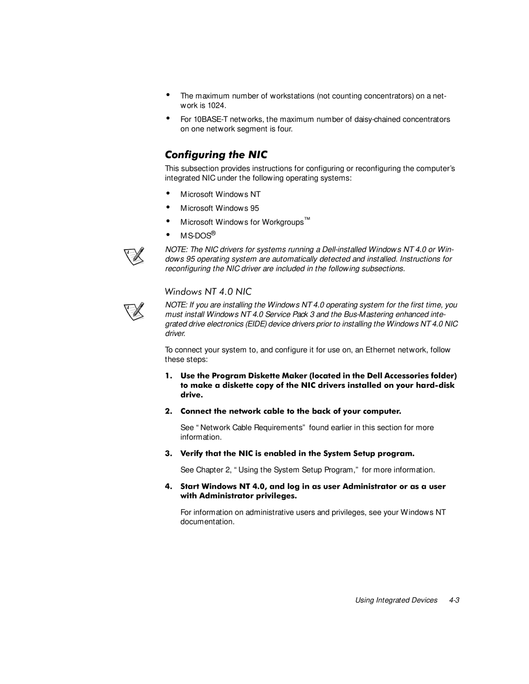 Dell G1 manual RQILJXULQJWKH1, Ms-Dos, Gulyh RQQHFWWKHQHWZRUNFDEOHWRWKHEDFNRI\RXUFRPSXWHU, Zlwk$Gplqlvwudwrusulylohjhv 