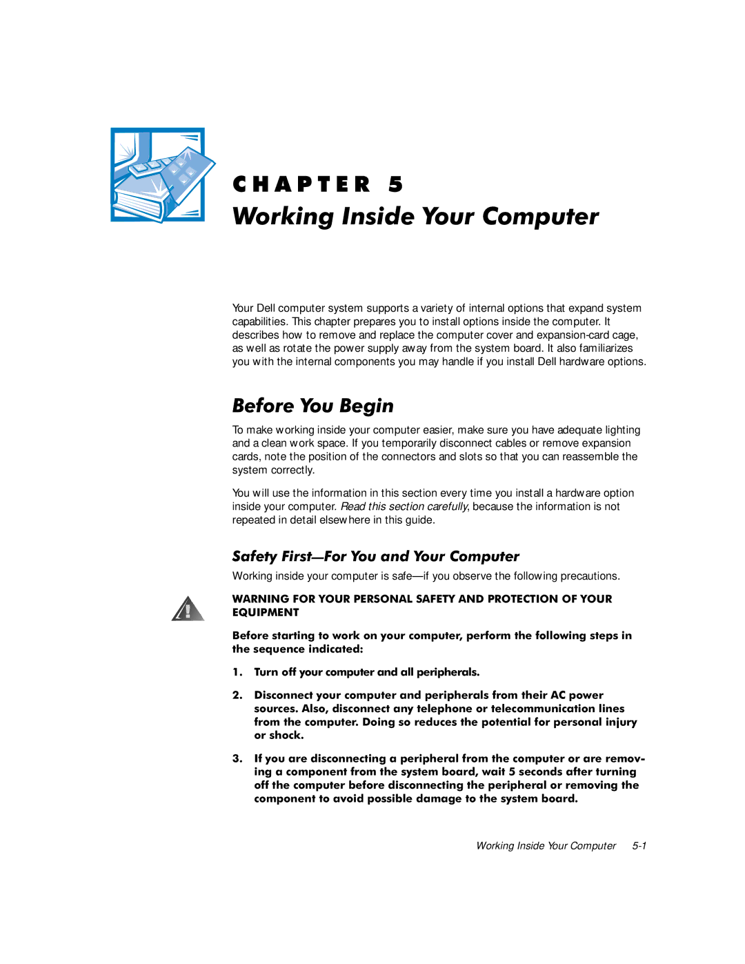 Dell G1 manual Hiruhrx%Hjlq, 6DIHW\LUVW³RURXDQGRXU&RPSXWHU, Wkhvhtxhqfhlqglfdwhg 7XUQRII\RXUFRPSXWHUDQGDOOSHULSKHUDOV 