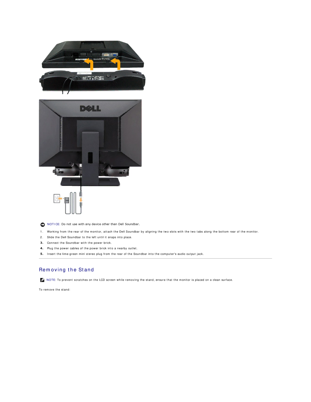 Dell G2410 appendix Removing the Stand 