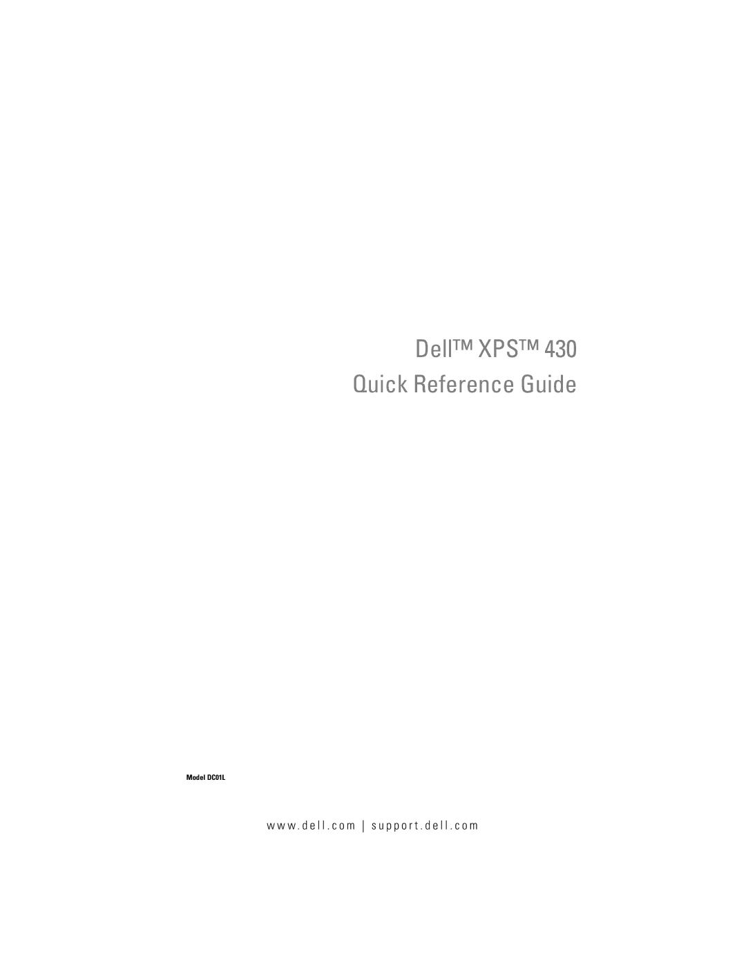 Dell G884D manual Dell XPS Quick Reference Guide 