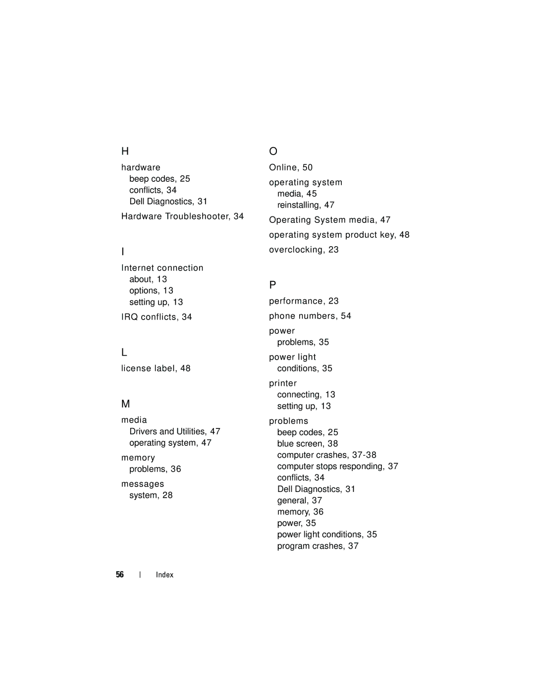 Dell G884D manual Index 